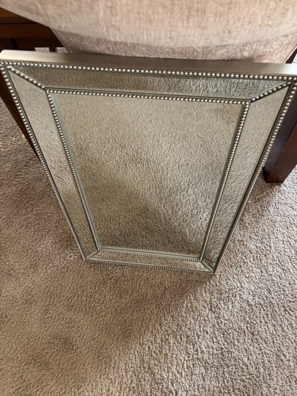 House of Hampton Champagne Silver Beaded Beveled Wall Mirror 20x32